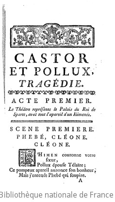 CASTOR ET POLLUX (1754) - Acte I