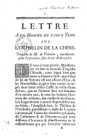 Lettre à un homme du vieux tems sur L'orphelin de la Chine, tragédie de M. de Voltaire, représentée pour la première fois le 20 août 1755