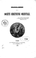 Programme de la Société Chrétienne Orientale  1853