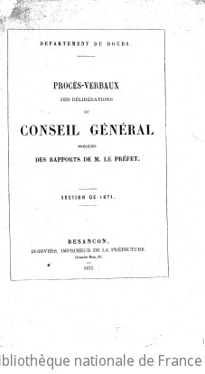 Rapports et délibérations / Conseil général du Doubs | Doubs. Conseil général