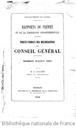 Rapports et délibérations / Conseil général du Doubs | Doubs. Conseil général