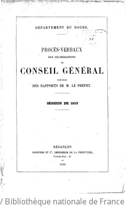 Rapports et délibérations / Conseil général du Doubs | Doubs. Conseil général