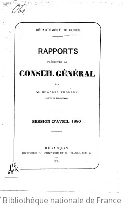 Rapports et délibérations / Conseil général du Doubs | Doubs. Conseil général