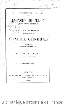 Rapports et délibérations / Conseil général du Doubs | Doubs. Conseil général