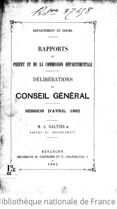 Rapports et délibérations / Conseil général du Doubs | Doubs. Conseil général