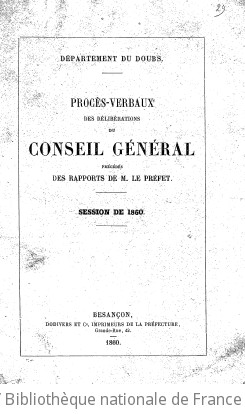 Rapports et délibérations / Conseil général du Doubs | Doubs. Conseil général