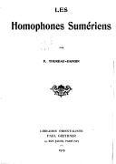 Les homophones sumériens  F. Thureau-Dangin. 1929