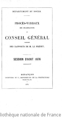 Rapports et délibérations / Conseil général du Doubs | Doubs. Conseil général