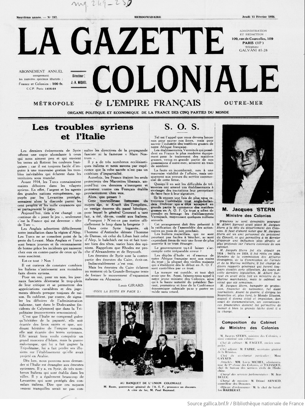 La Gazette coloniale [