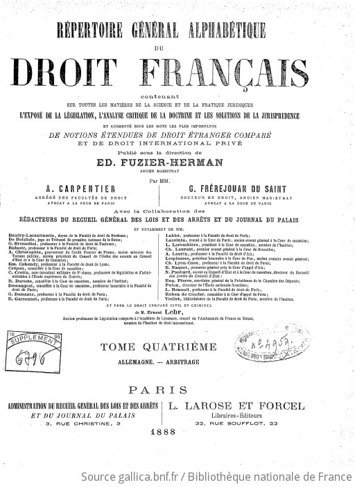 Répertoire général alphabétique du droit français contenant sur