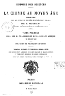  La chimie au moyen âge. Tome 1 à 3.  M. Berthelot ; M. Graecus. 1893