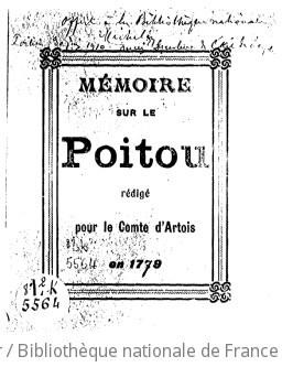 Mmoire sur le Poitou rdig pour le comte d