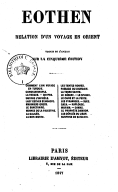 Eothen : relation d'un voyage en Orient  A. W. Kinglake. 1847