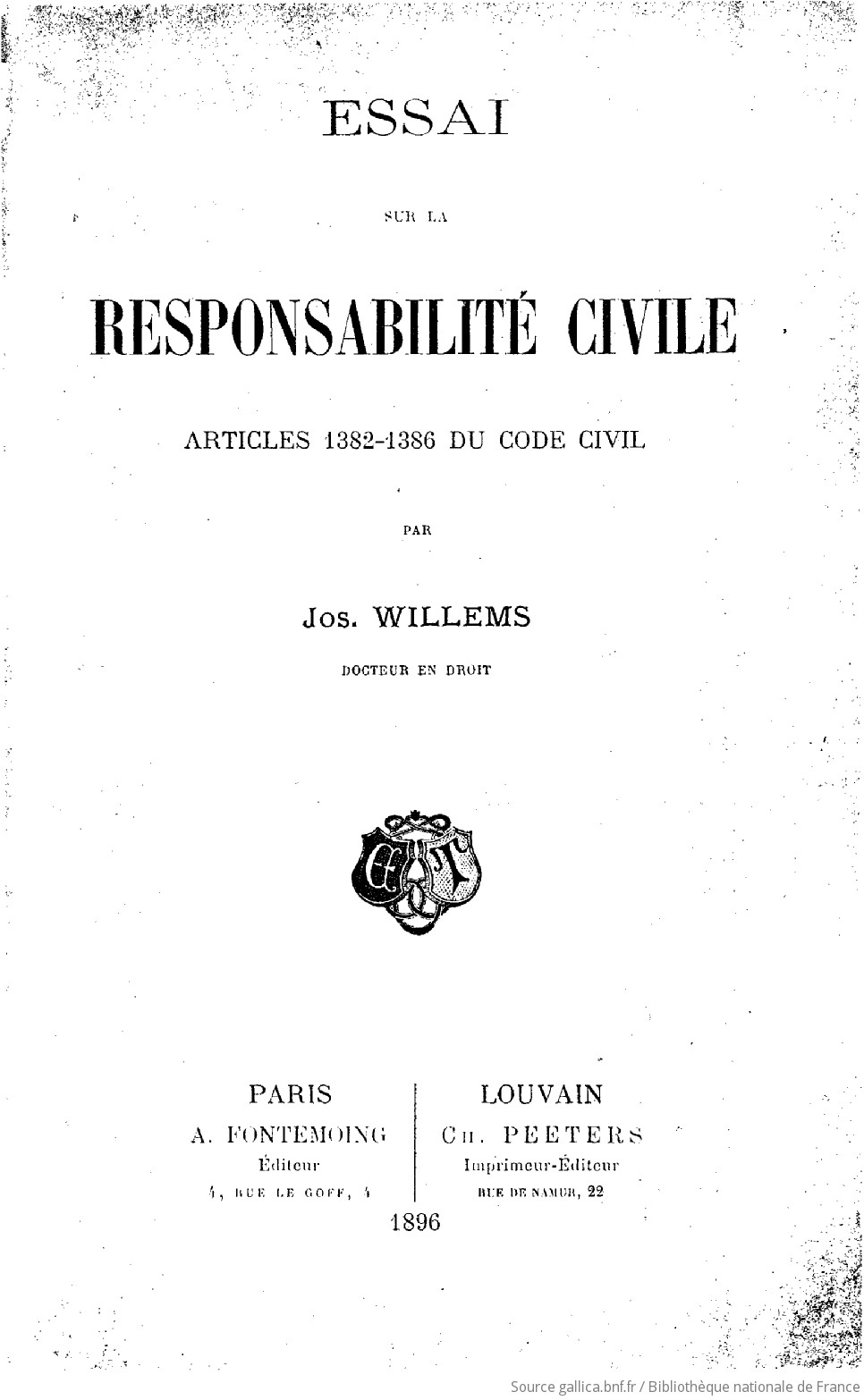 Notice bibliographique Essai sur la responsabilité civile articles