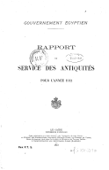 Rapports sur la marche du Service des antiquités  1913