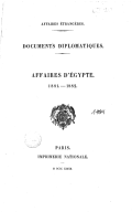 Affaires d'Egypte, 1881-1893  Ministère des affaires étrangères.