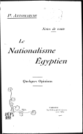 Le nationalisme égyptien : quelques opinions   P. Antomarchi. 1908