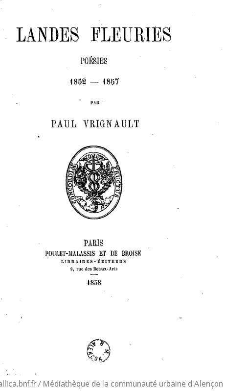 Landes fleuries. Poésies 1852-1857 par Paul Vrignault