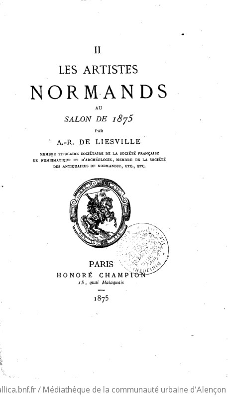Les artistes normands au Salon de 1875. II par A. R. de Liesville