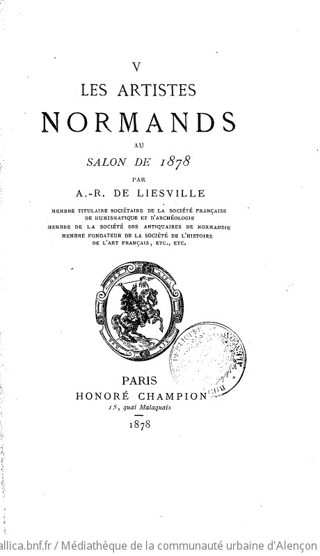 Les artistes normands au Salon de 1878. V par A. R. de Liesville