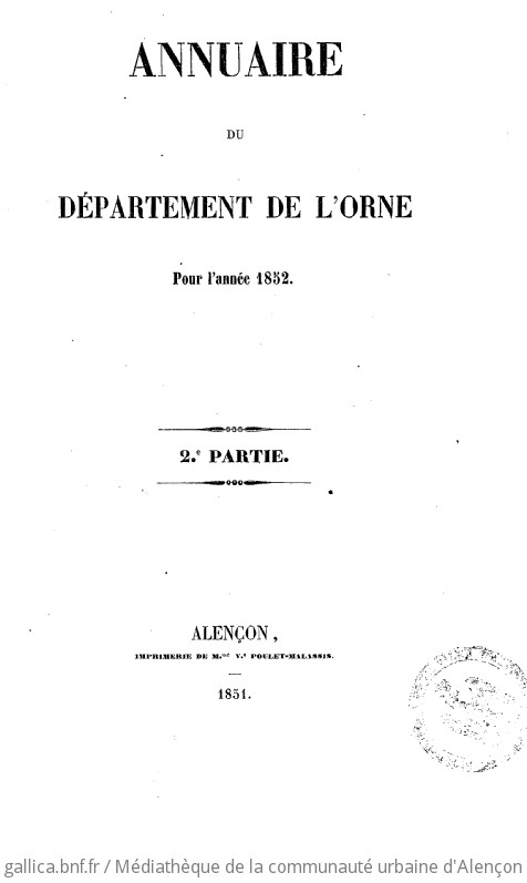 Annuaire du département de l'Orne .... 2e partie