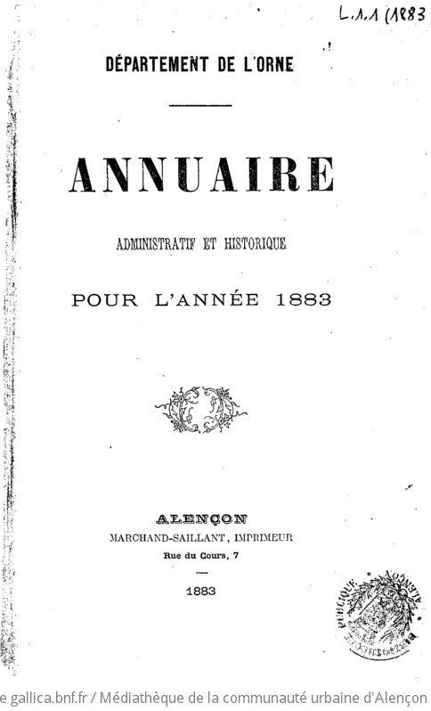 Annuaire administratif et historique / Département de l'Orne