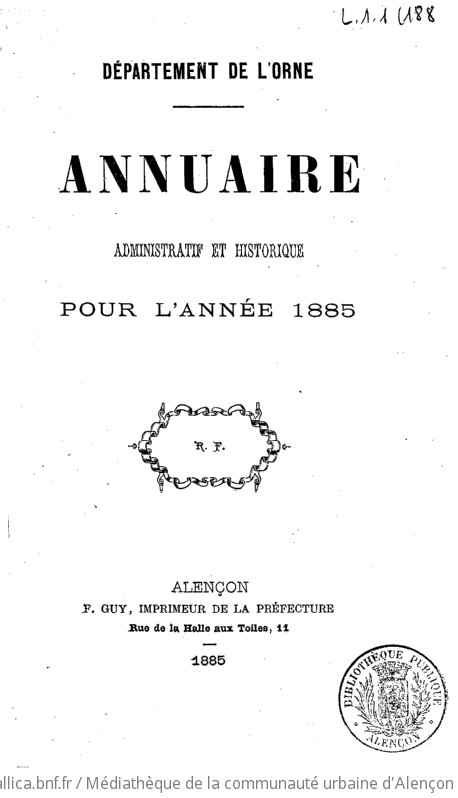 Annuaire administratif et historique / Département de l'Orne