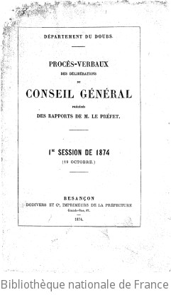 Rapports et délibérations / Conseil général du Doubs | Doubs. Conseil général