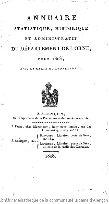 Annuaire statistique, historique et administratif du département de l'Orne...