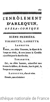 L'ENRÔLEMENT D'ARLEQUIN - Première édition (livret) - 1776