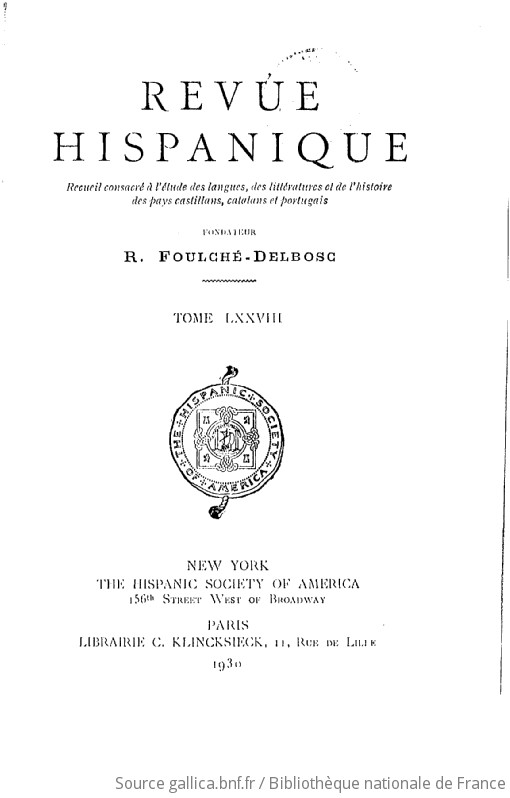 Revue Hispanique Recueil Consacr L Tude Des Langues Des