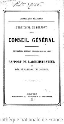 Délibérations du Conseil général du territoire de Belfort | Territoire de Belfort. Conseil général