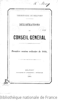 Délibérations du Conseil général du territoire de Belfort | Territoire de Belfort. Conseil général