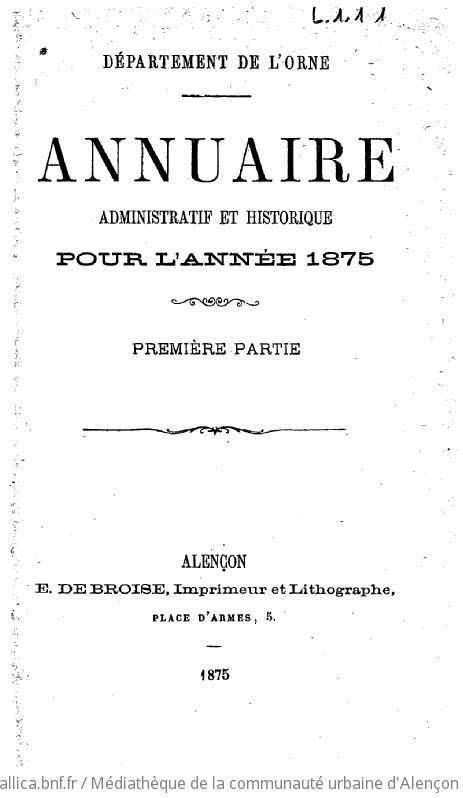 Annuaire administratif et historique / Département de l'Orne