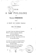 Ode à la Pologne  C. Girrebeuk. 1863