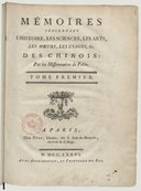 Mémoires concernant l'histoire, les sciences, les arts, les moeurs, les usages, &c. des Chinois  1776-1791