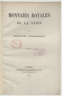 Monnaies royales de la Lydie  F. Lenormant. 1876