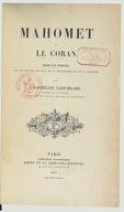 Mahomet et le Coran: précédé d'une introduction sur les devoirs mutuels de la philosophie et de la religion  J. Barthélemy-Saint-Hilaire. 1865 