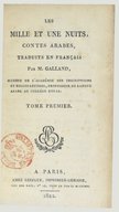 Les mille et une nuits, contes arabes, traduits en français par M. Galland  1822
