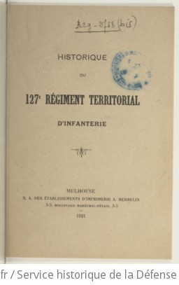 Historique du 127e rgiment territorial d