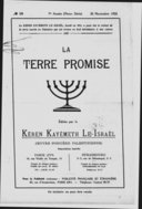 La Terre promise : bulletin officiel du Keren Kayemeth Leisraël (oeuvre foncière palestinienne)  Fonds national juif. 1925-1928