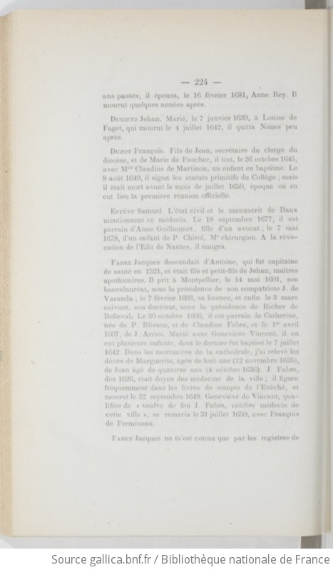 Les médecins d autrefois à Nîmes étude historique d après des