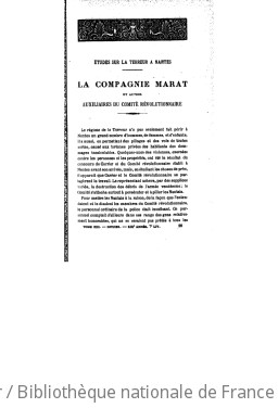 Etudes sur la Terreur à Nantes - La Compagnie Marat et autres auxiliaires du Comité révolutionnaire