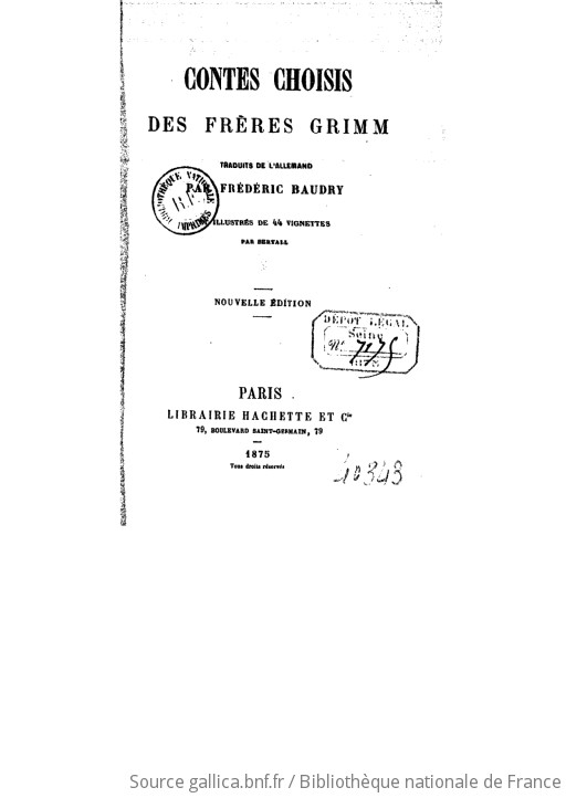 Contes choisis des frères Grimm Jacob et Wilhelm Grimm traduits