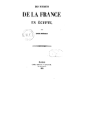 Des intérêts de la France en Égypte <br> L. Jourdan. 1851