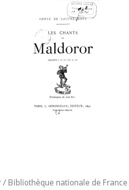Les chants de Maldoror : chants I, II, III, IV, V, VI / Comte de Lautréamont [Isidore Ducasse]