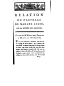 Relation du naufrage de Mme Godin Des Odonais ; Lettre de M. Godin Des Odonais à M. de La Condamine. Relation du naufrage d'un vaisseau hollandais  L. Godin des Odonais. 1787
