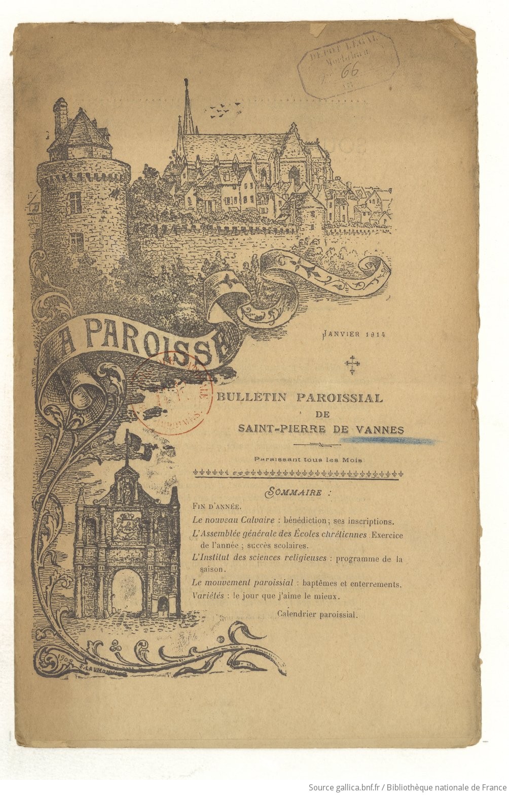Bulletin paroissial de Vannes -  paroisse de Saint-Pierre - janvier 1914 | 