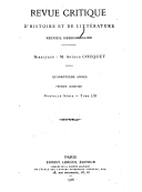 Revue critique d histoire et de littérature / publiée sous la direction de MM. P. Meyer, Ch. Morel, G. Paris, H. Zotenberg