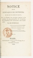Denderah  Notice sur le zodiaque de Dendera et sur son transport en France  T. Dumersan. 1824